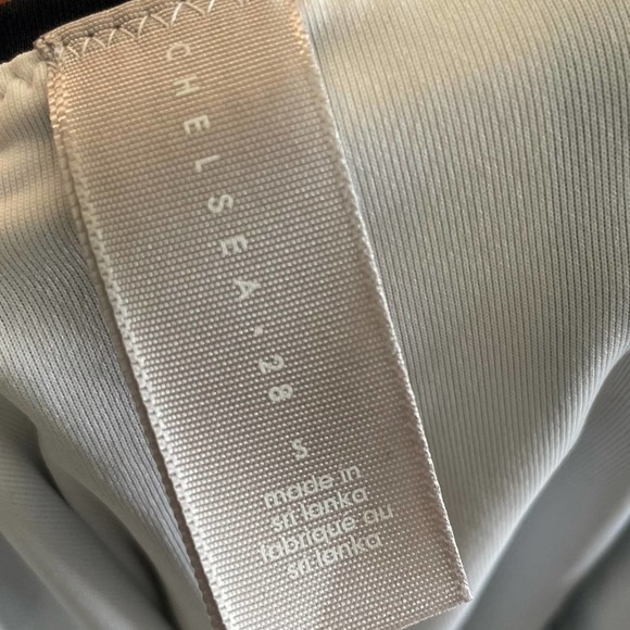 CHELSEA28 Women's Blue Multi Stiped Easy Retro Tie One Piece Swimsuit sz S - Picture 4 of 6